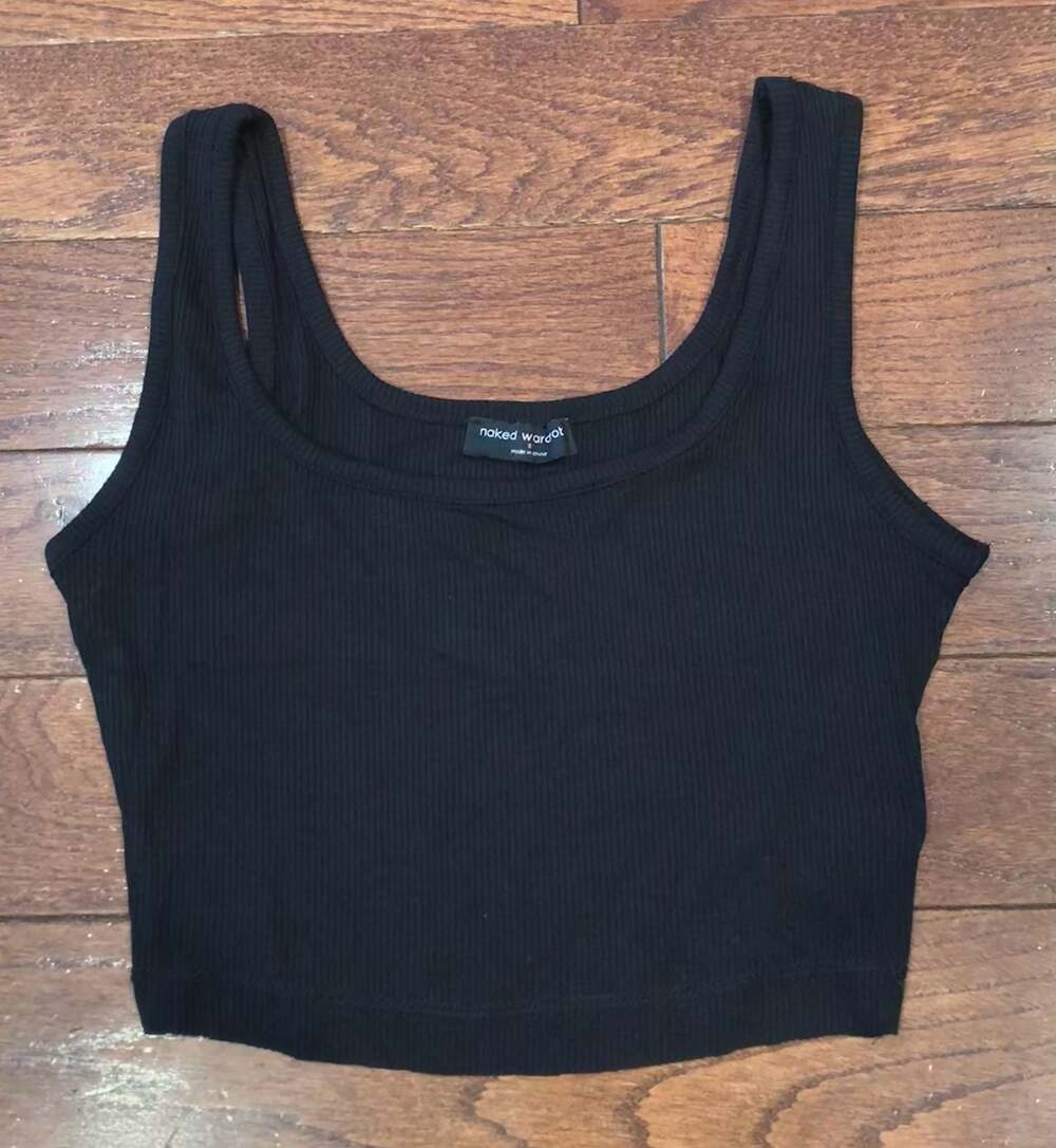 Naked Wardrobe Ribbed Crop Tank Top Black‎ Size S